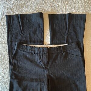 Theory Dark Grey and White Pinstripe Pants